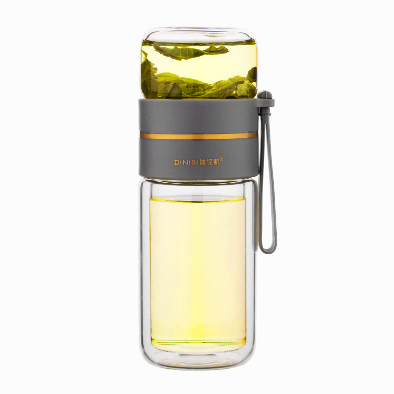 Double-Wall Glass Infuser Bottle – Clear Tea Drinkware – alternate product view 6