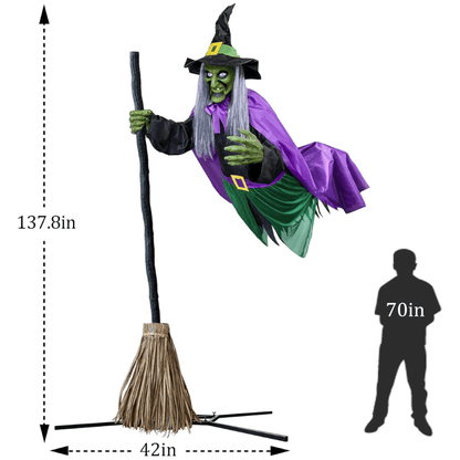 11.5ft Flying Witch on Broom Halloween Decor – alternate product view 5