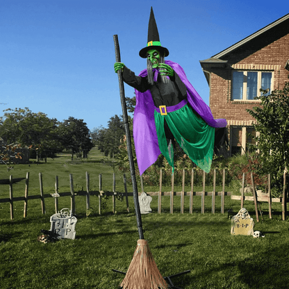 11.5ft Flying Witch on Broom Halloween Decor – alternate product view 7