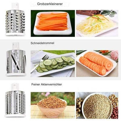Rotating vegetable cutter with 3 stainless steel drums – alternate product view 5