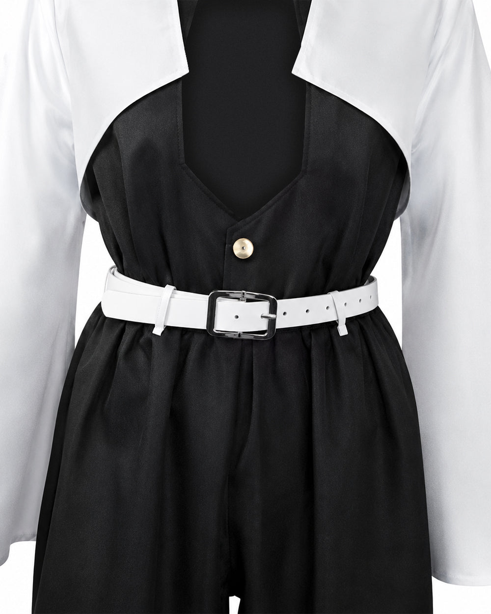 Adult Wind Hashira Style Costume Open Front Black Uniform with White Belt Suit for Comic-con – alternate product view 9