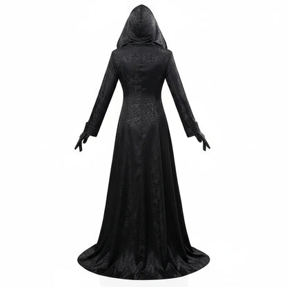 Gothic Vampire Costume Set for Women with Dress Gown Coat Choker & Tattoos for Halloween Cosplay – alternate product view 2