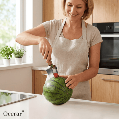 Stainless steel fruit cutter with ergonomic handle