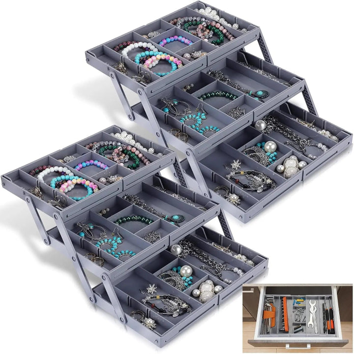 Expandable 3-Tier Drawer Organizer – Space-Saving Storage – alternate product view 3