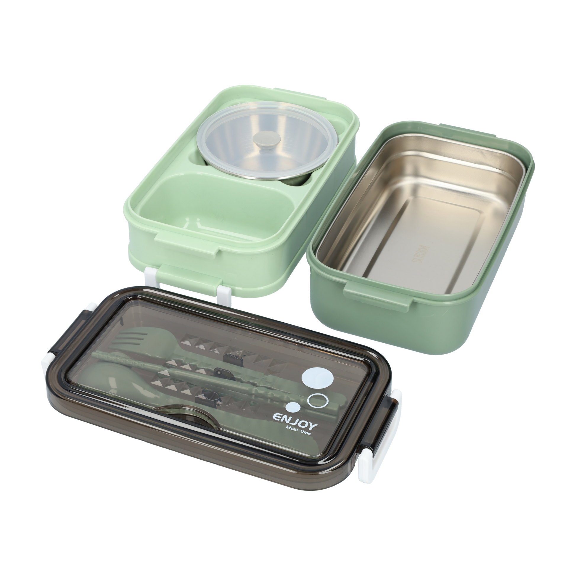 3-tier lunch box with soup container and cutlery – alternate product view 2
