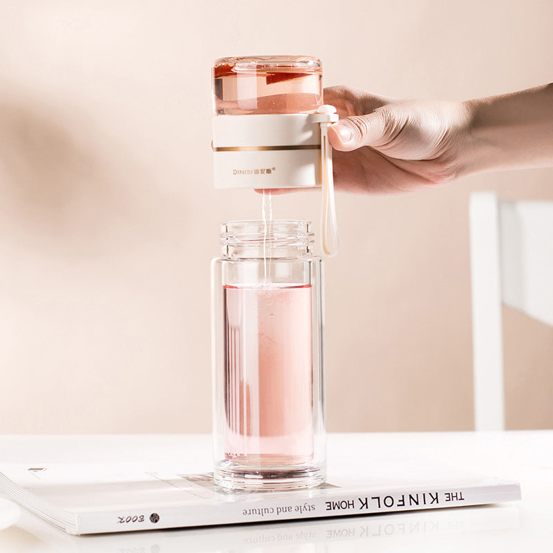 Double-Wall Glass Infuser Bottle – Clear Tea Drinkware – alternate product view 2