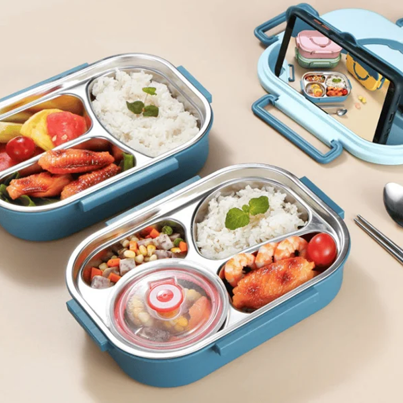 Lunch box stainless steel with 3 or 4 compartments – alternate product view 5