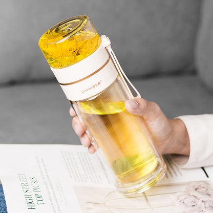 Double-Wall Glass Infuser Bottle – Clear Tea Drinkware – alternate product view 3