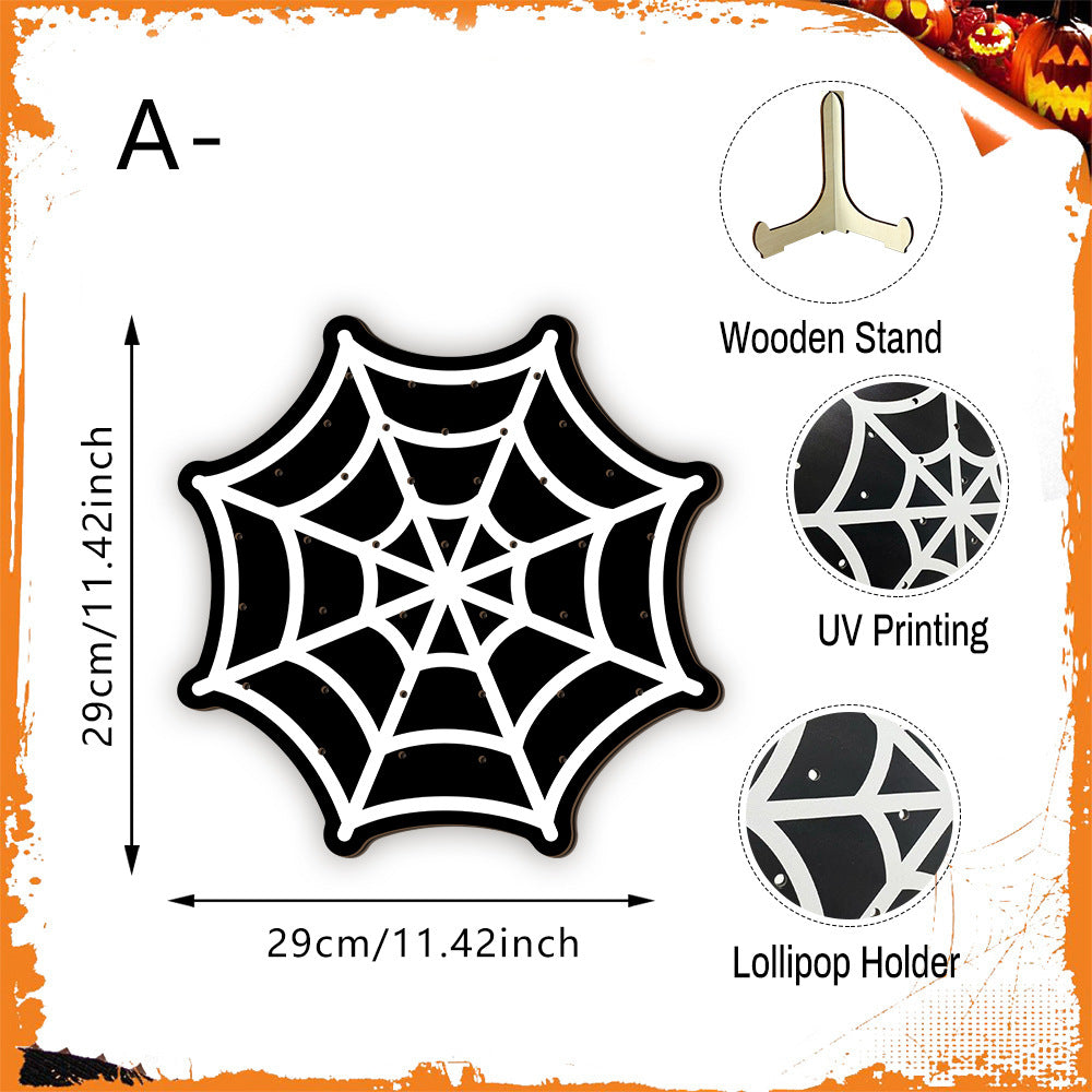 4pcs Halloween Wooden Lollipop Holder Pumpkin Ghost Spider Web Candy Display Stand for Party Table Decor – alternate product 