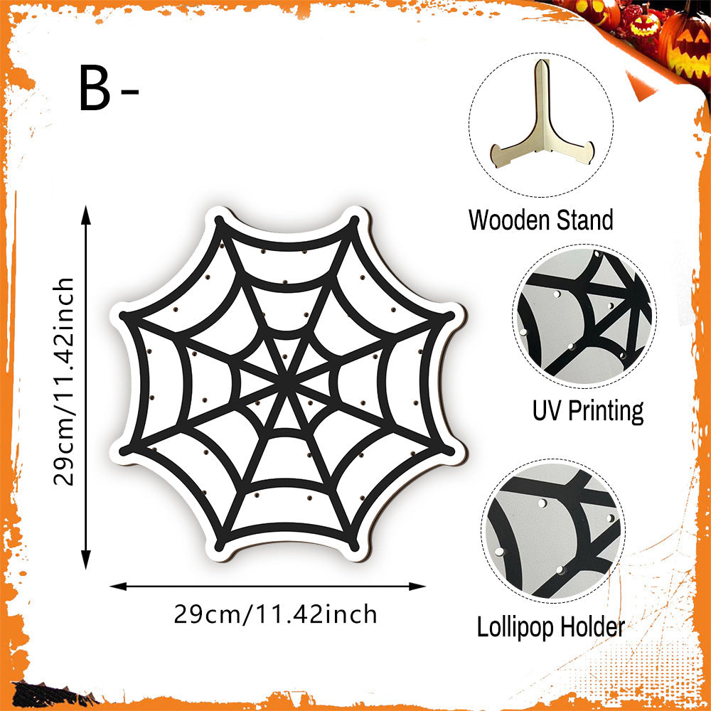 4pcs Halloween Wooden Lollipop Holder Pumpkin Ghost Spider Web Candy Display Stand for Party Table Decor – alternate product 