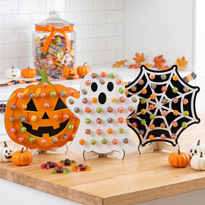 4pcs Halloween Wooden Lollipop Holder Pumpkin Ghost Spider Web Candy Display Stand for Party Table Decor – alternate product 