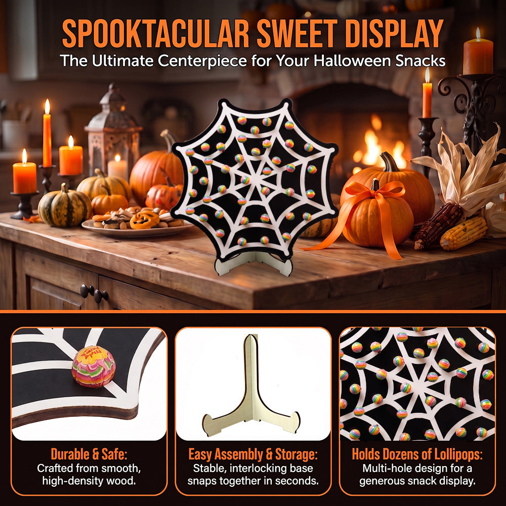 4pcs Halloween Wooden Lollipop Holder Pumpkin Ghost Spider Web Candy Display Stand for Party Table Decor – alternate product 