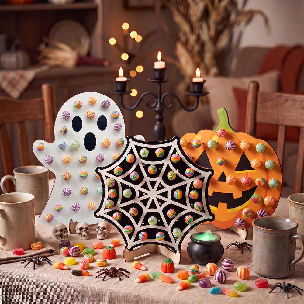 4pcs Halloween Wooden Lollipop Holder Pumpkin Ghost Spider Web Candy Display Stand for Party Table Decor – alternate product 