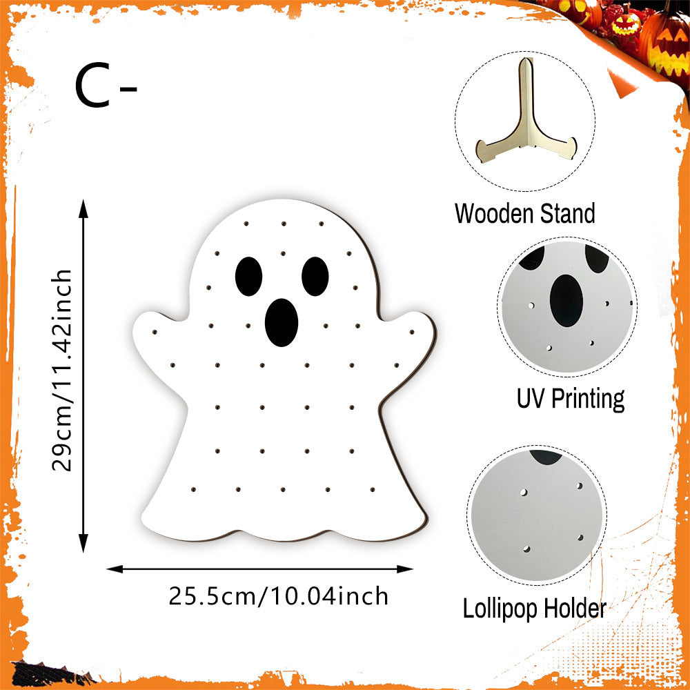 4pcs Halloween Wooden Lollipop Holder Pumpkin Ghost Spider Web Candy Display Stand for Party Table Decor – alternate product 