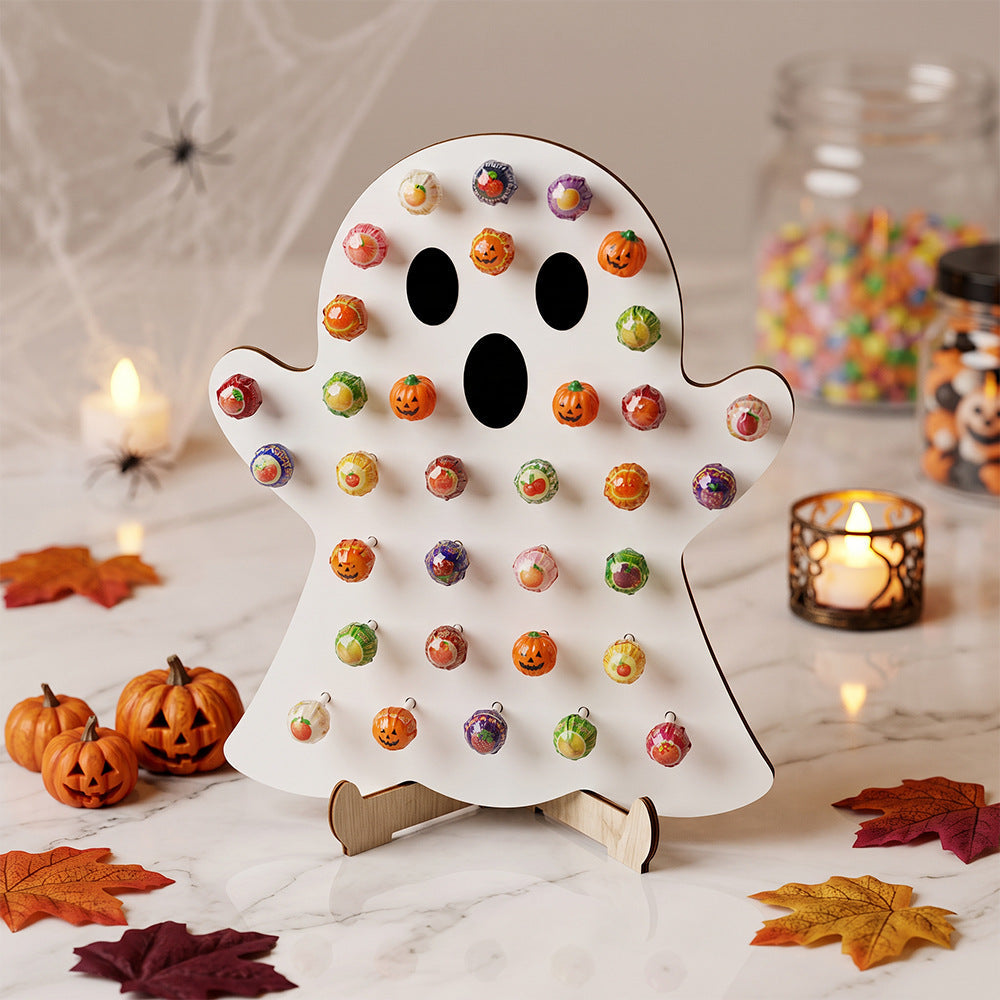 4pcs Halloween Wooden Lollipop Holder Pumpkin Ghost Spider Web Candy Display Stand for Party Table Decor – alternate product 