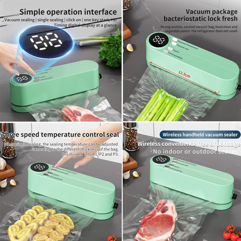 Wireless vacuum sealer with display – compact and rechargeable – alternate product view 2