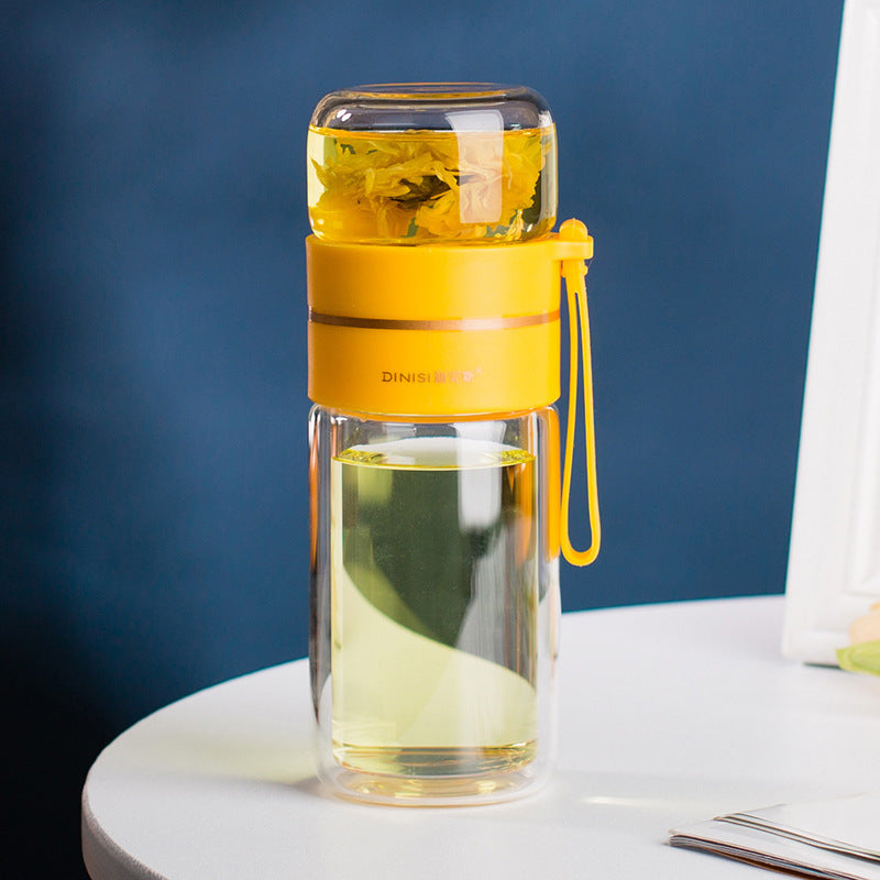 Double-Wall Glass Infuser Bottle – Clear Tea Drinkware – alternate product view 10