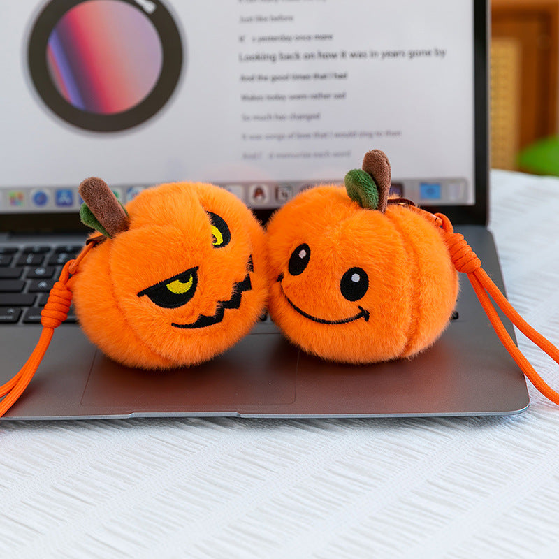 5pcs Halloween Plush 3.94'' Pumpkin Keychain Soft Stuffed Bag Charm Pendant with Funny Facial Expressions – alternate product