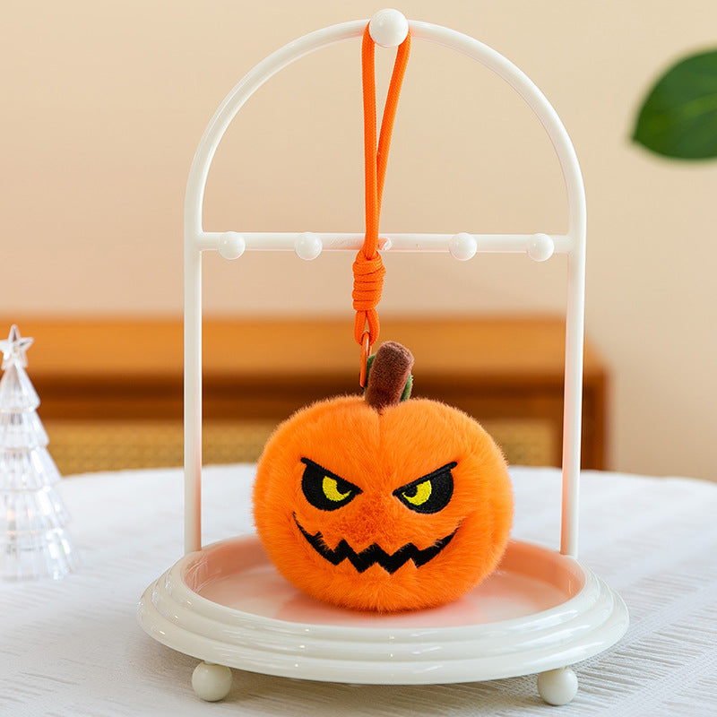 5pcs Halloween Plush 3.94'' Pumpkin Keychain Soft Stuffed Bag Charm Pendant with Funny Facial Expressions – alternate product