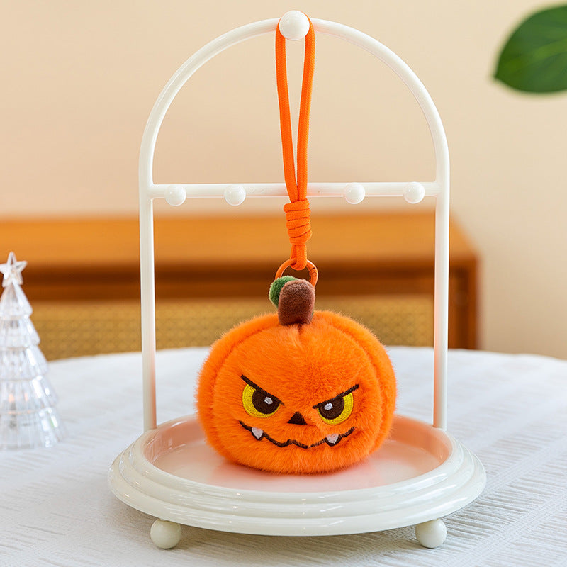 5pcs Halloween Plush 3.94'' Pumpkin Keychain Soft Stuffed Bag Charm Pendant with Funny Facial Expressions – alternate product