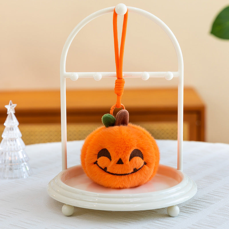 5pcs Halloween Plush 3.94'' Pumpkin Keychain Soft Stuffed Bag Charm Pendant with Funny Facial Expressions – alternate product
