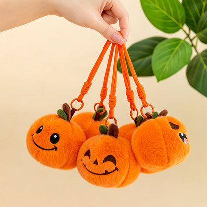 5pcs Halloween Plush 3.94'' Pumpkin Keychain Soft Stuffed Bag Charm Pendant with Funny Facial Expressions – alternate product