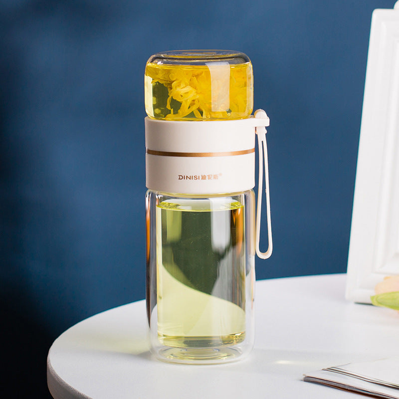 Double-Wall Glass Infuser Bottle – Clear Tea Drinkware – alternate product view 12