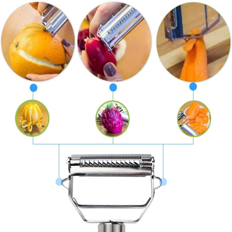 Stainless steel vegetable peeler with julienne blade – alternate product view 4