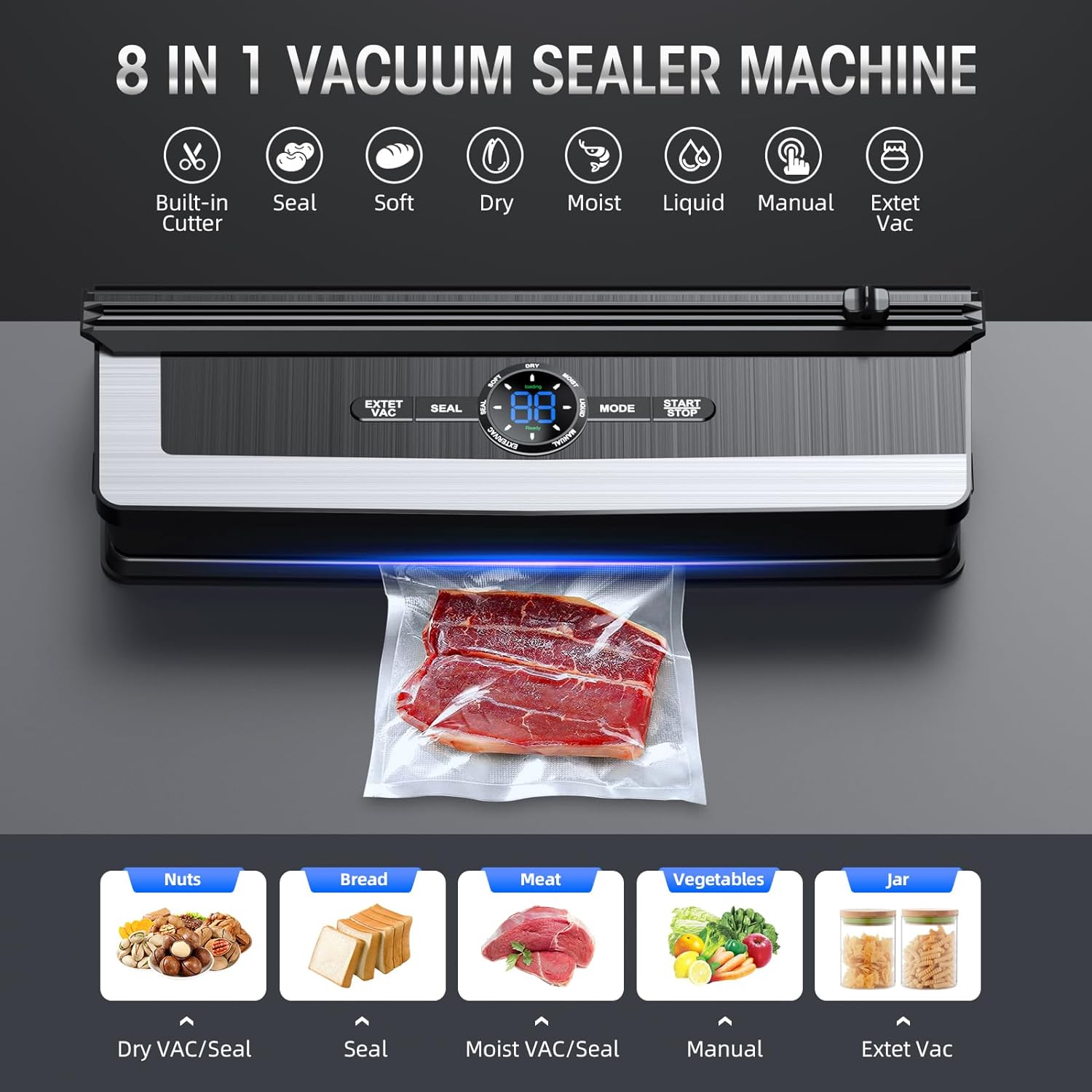 Vacuum sealer with built-in cutting blade - less food waste – alternate product view 8