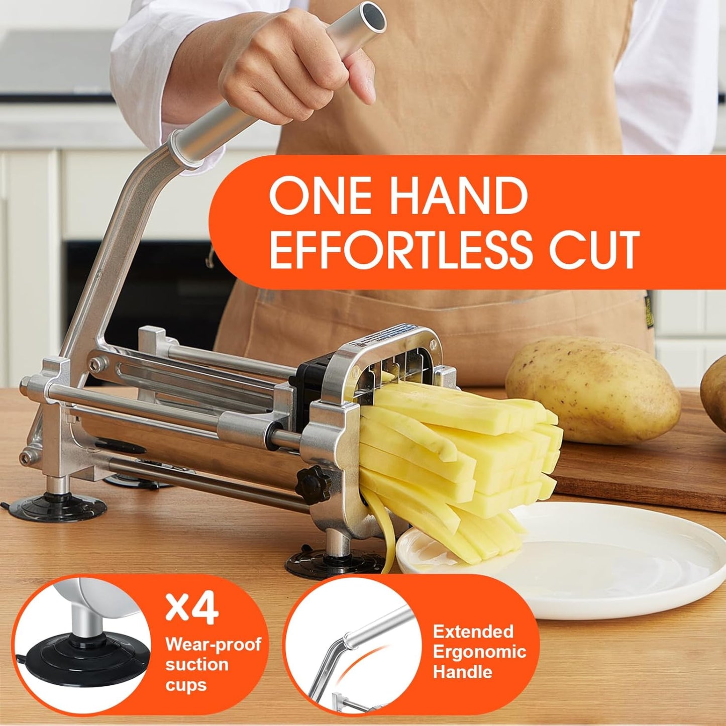 French fries cutter made of stainless steel with 2 interchangeable cutting inserts – alternate product view 4