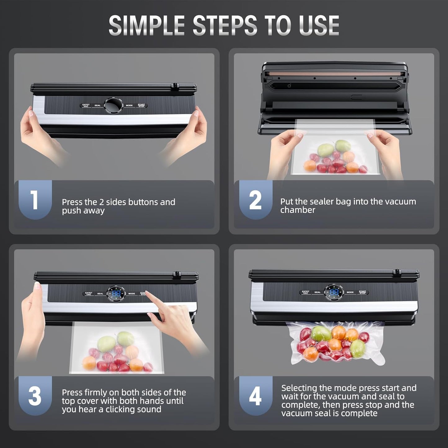 Vacuum sealer with built-in cutting blade - less food waste – alternate product view 5
