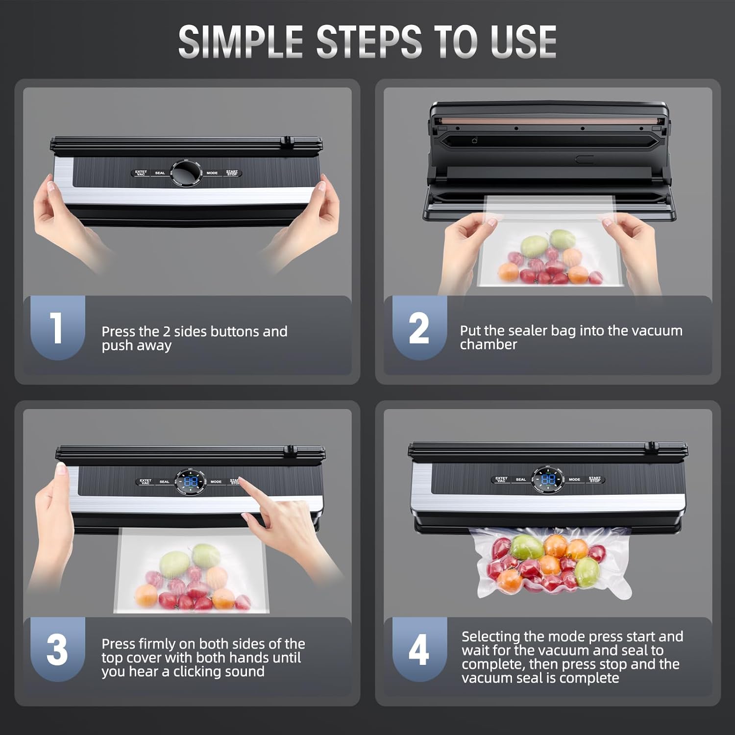 Vacuum sealer with built-in cutting blade - less food waste – alternate product view 5
