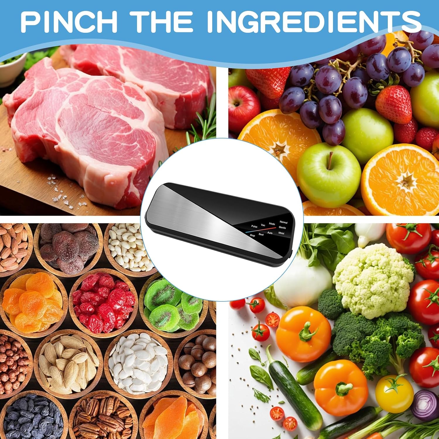 6-in-1 vacuum sealer with 80 kPa suction and 30 cm sealing strip - Fresvyn – alternate product view 7