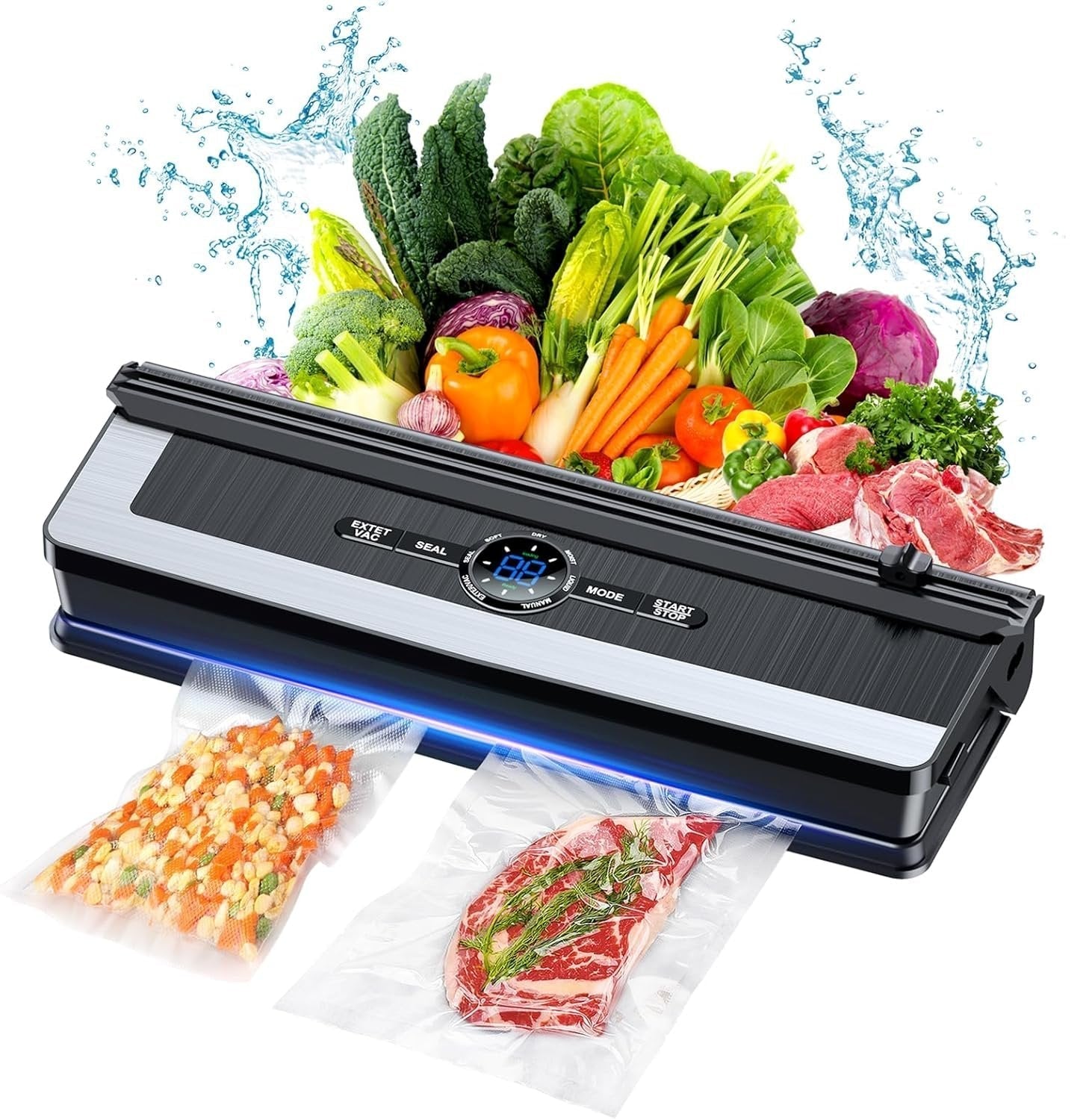 Vacuum sealer with built-in cutting blade - less food waste