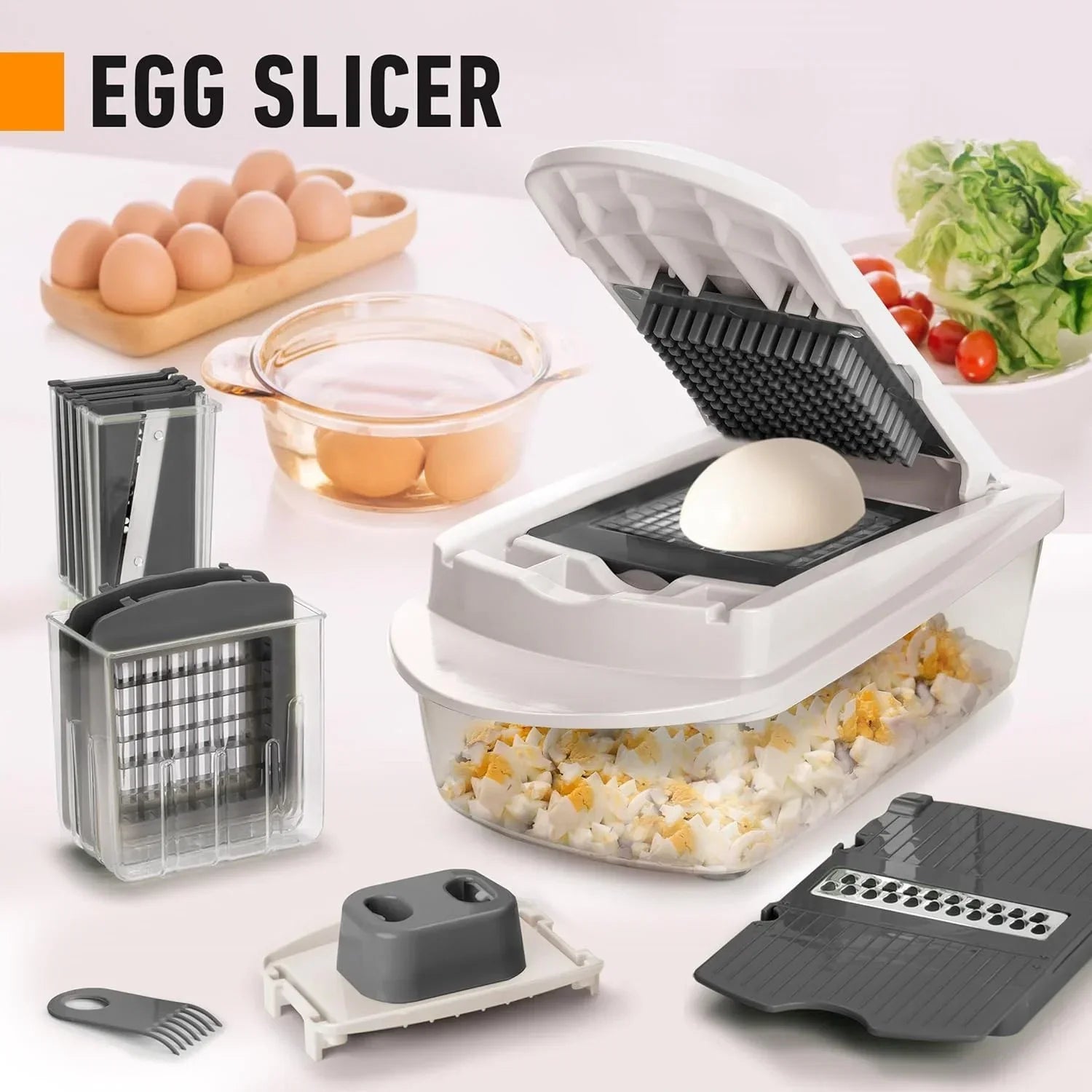 Vegetable cutter with 8 blades - chopping, slicing, grating and dicing – alternate product view 2