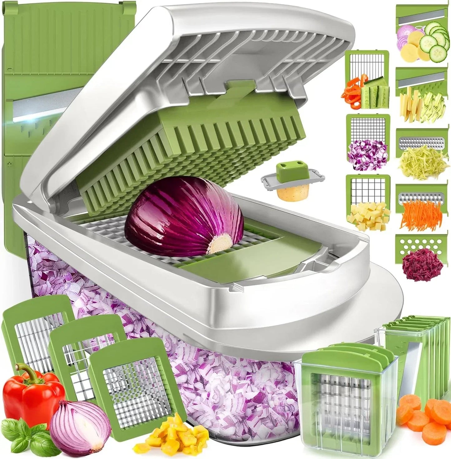 Vegetable cutter with 8 blades - chopping, slicing, grating and dicing – alternate product view 7