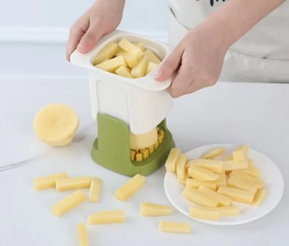 Vegetable cutter hand pressure mechanism for chips and cubes