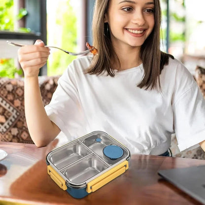 Stainless steel lunch box with 3 compartments and sauce container – alternate product view 5