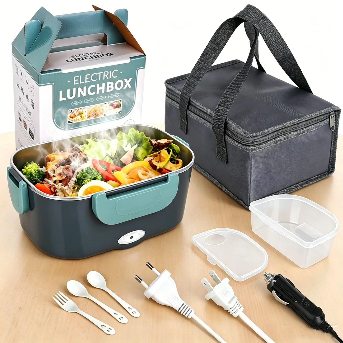 Electric lunch box with heating function - stainless steel