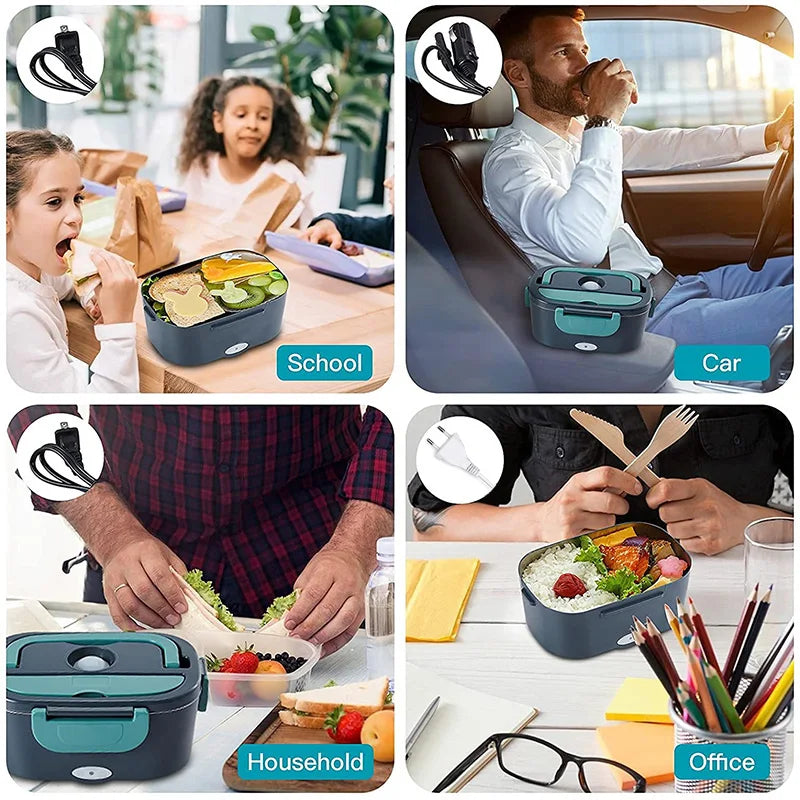 Electric lunch box with heating function - stainless steel – alternate product view 2