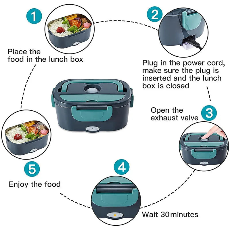 Electric lunch box with heating function - stainless steel – alternate product view 4