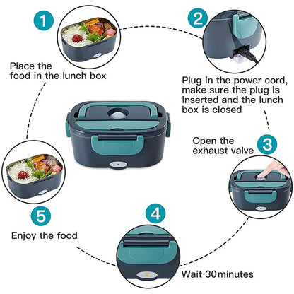 Electric lunch box with heating function - stainless steel – alternate product view 4