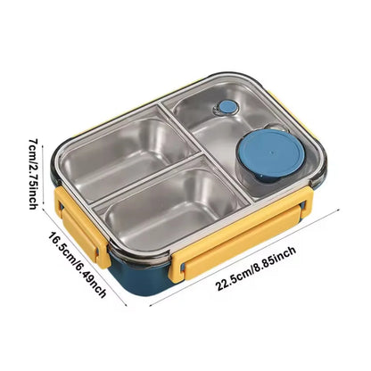 Stainless steel lunch box with 3 compartments and sauce container – alternate product view 2