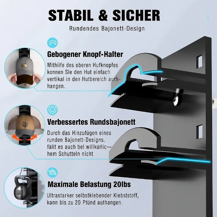 Cap organizer for the wall - 10 caps at hand, no more kinked umbrellas – alternate product view 3