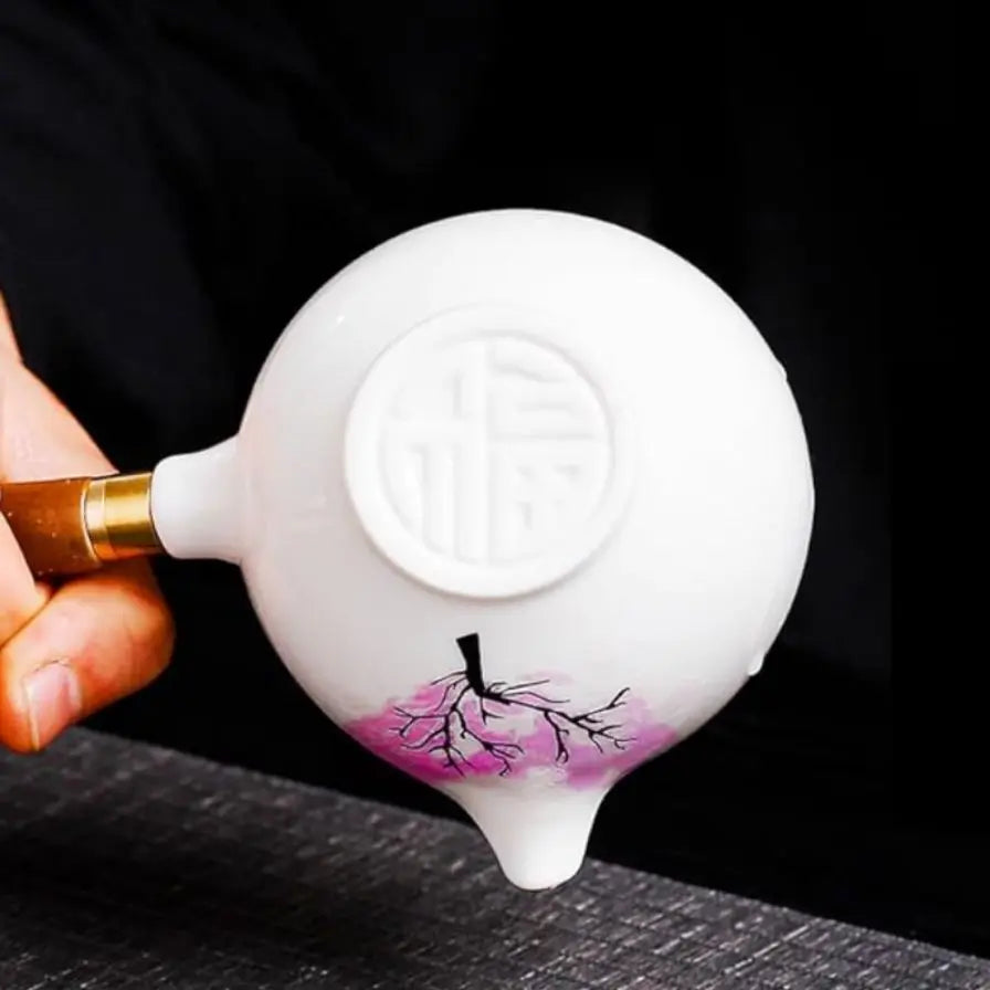 Ceramic teapot with cherry blossom decoration and rotating strainer – alternate product view 8