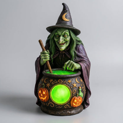 USB-Powered Glowing Cauldron Figurine with Neon Green LED Light for Halloween Decor, Fantasy Themed – alternate product view 