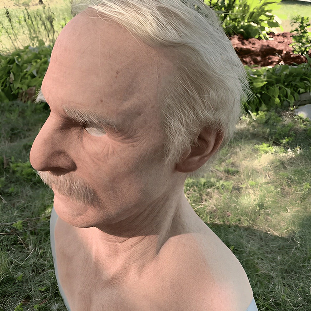 Realistic Old Man Mask – Halloween and Cosplay Latex Mask with Movable Mouth – alternate product view 8