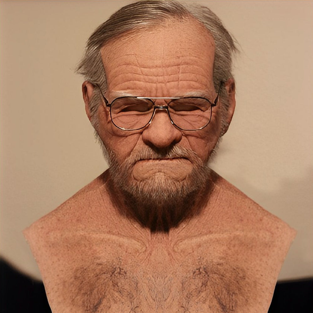 Realistic Old Man Mask – Halloween and Cosplay Latex Mask with Movable Mouth – alternate product view 9