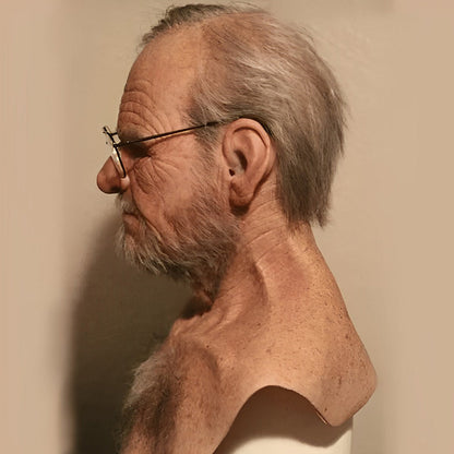 Realistic Old Man Mask – Halloween and Cosplay Latex Mask with Movable Mouth – alternate product view 2