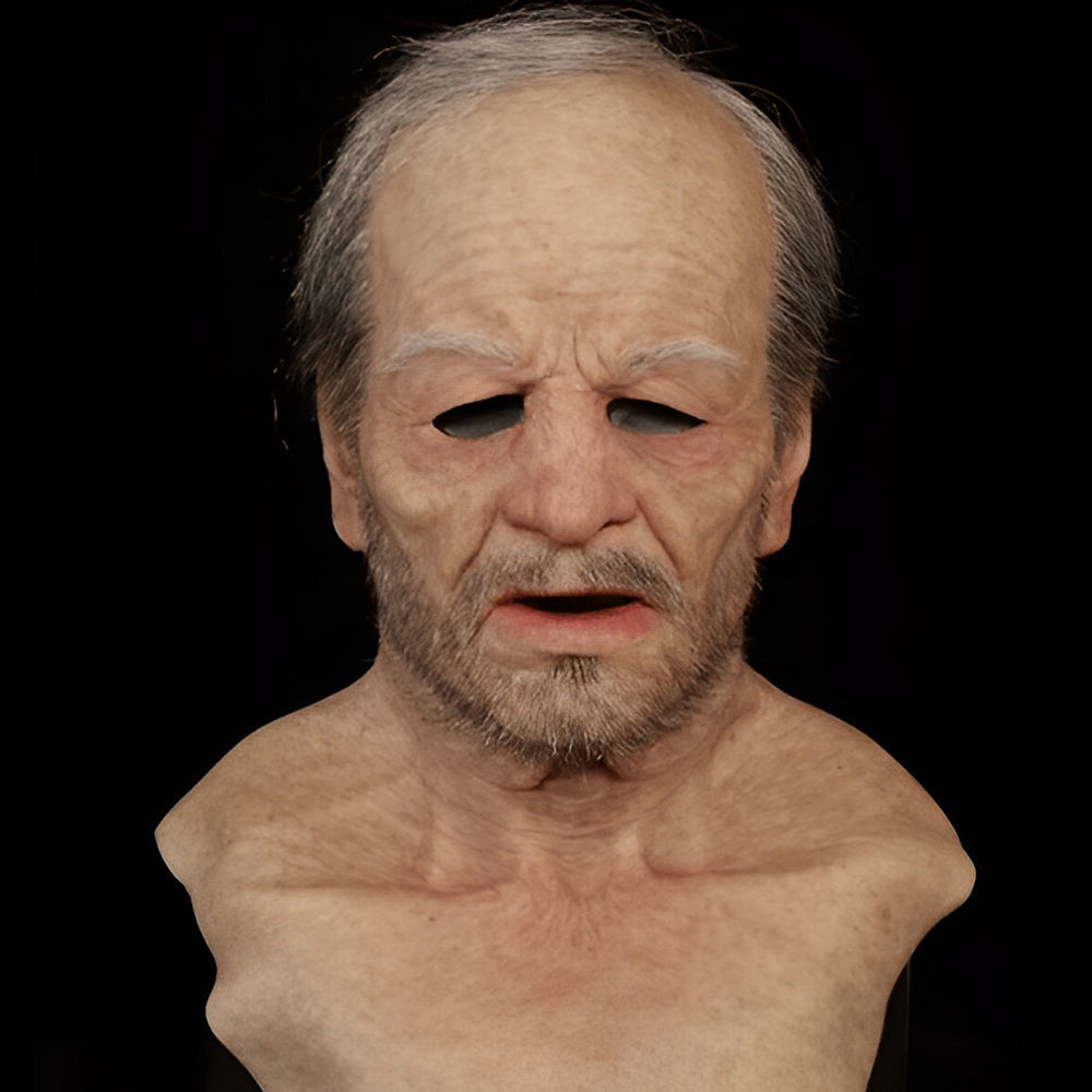Realistic Old Man Mask – Halloween and Cosplay Latex Mask with Movable Mouth – alternate product view 3